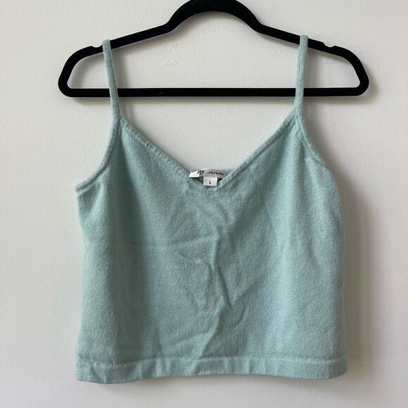 St. John Women's Spaghetti Tight-Knit Sky Blue Cropped Top Size L - Picture 1 of 5